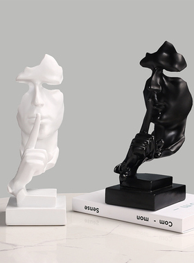 沉默是金电视柜摆件抽象工艺品创意人物雕塑雕像办公室客厅装饰品