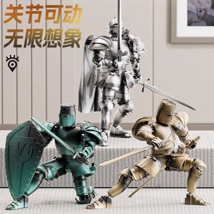 中世纪骑士摆件潮流diy拼装积木机甲手办多关节可动玩偶铠甲模型