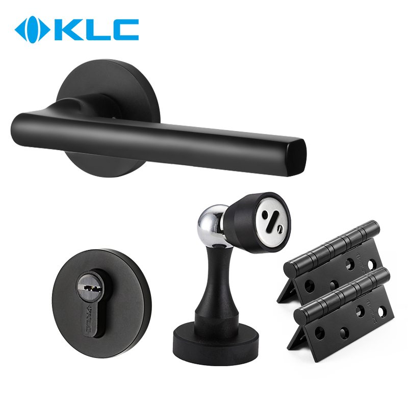 KLC门锁欧式三件套室内卧室房门锁套装实木门静音门锁黑色分体锁