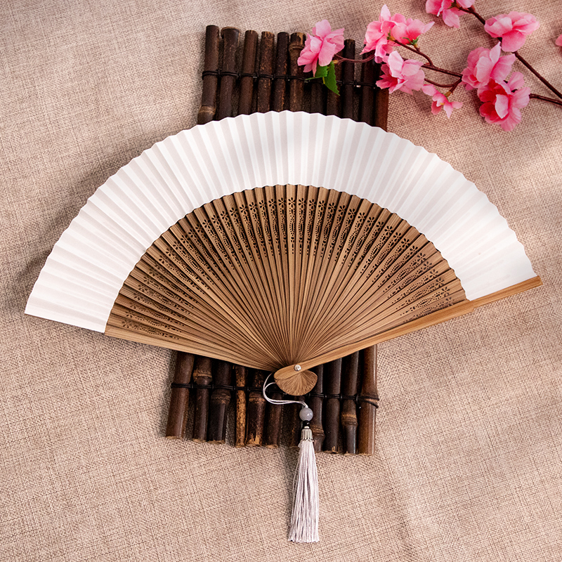 古典扇素面白纸扇工艺折扇题字绘画空白宣纸扇双面工艺扇古风汉服