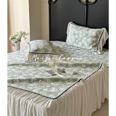 嘉里home 夏季凉感高分子立体提花软凉席简约可水洗床裙款三件套