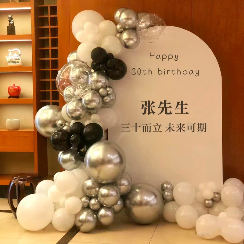 男士老公30岁生日场景布置装饰男孩18岁成人礼36岁气球背景墙kt板