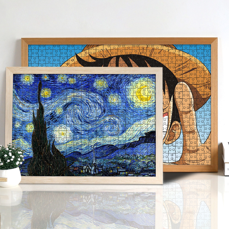 实木拼图框1000片大相框挂墙500装裱画框300拼图框架定制裱框2000