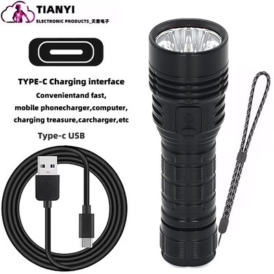 铝合金聚光 21700锂电池聚光超亮手电多功能SST40灯珠户外手电USB