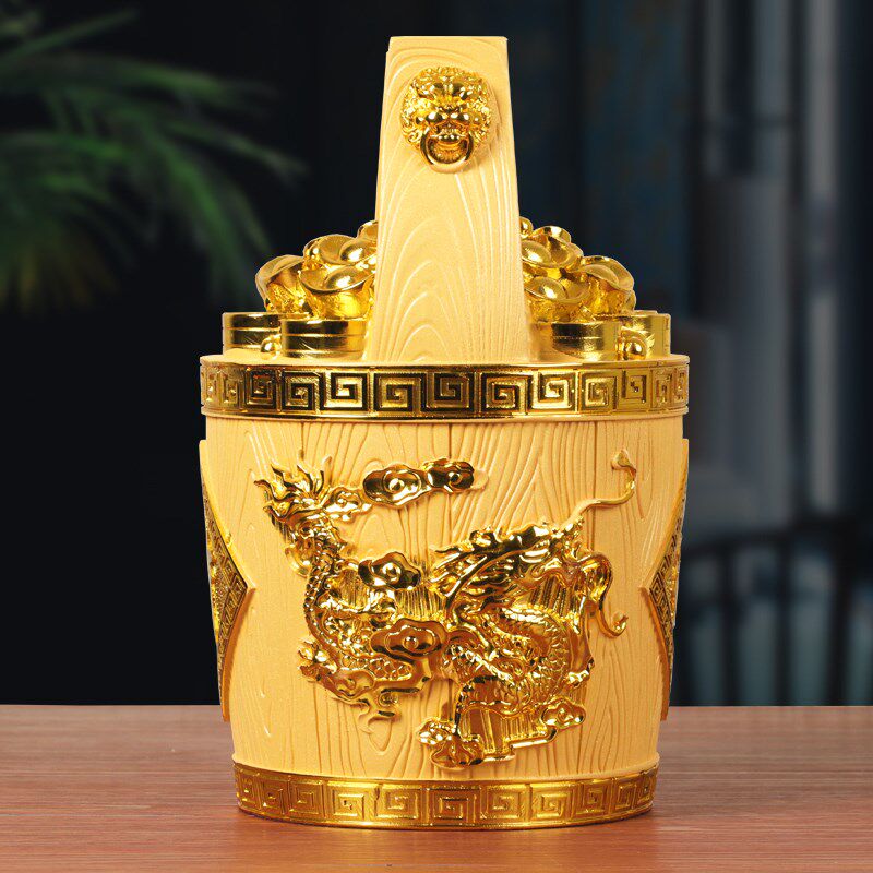 一桶金摆件聚宝桶存钱罐元宝客厅玄关装饰品公司店铺开业乔迁礼品
