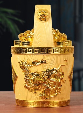 一桶金摆件聚宝桶存钱罐元宝客厅玄关装饰品公司店铺开业乔迁礼品