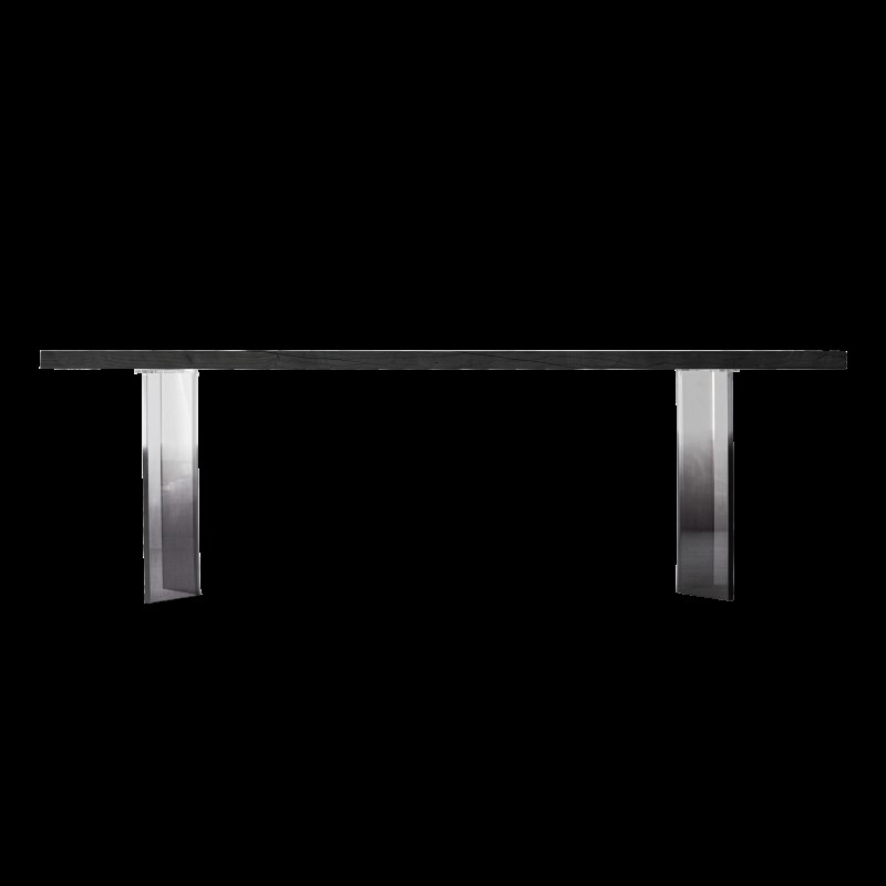 叁几 侘寂风白蜡木餐桌家用书桌实木黑色大板茶桌亚克力渐变桌腿