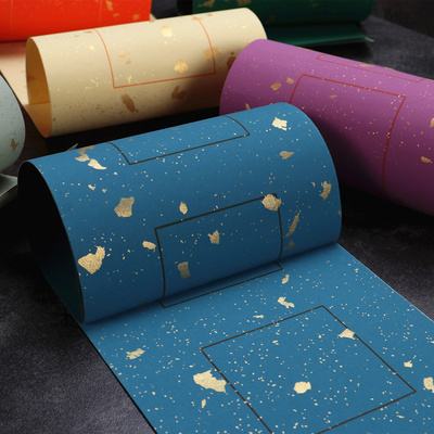 宛陵仿宋雪花金蜡染小品方格宣纸书法纸半生半熟七言对联纸彩色月