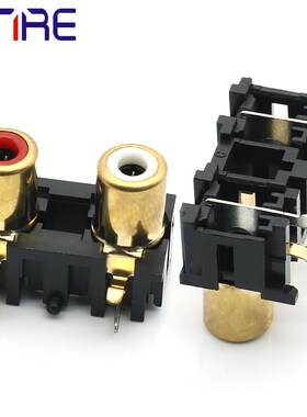 RCA-205镀金RCA音频输入端子红白双色2孔四脚音频莲花插座AV插座