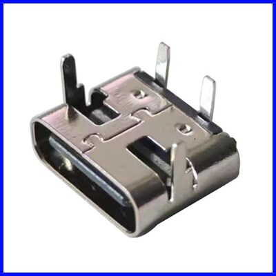 typec2P焊线款充电母座180度立式直插 USB C口连接器简易电源座