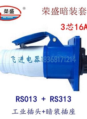 荣盛CEIRSIEC工业防水插头插座RS-013 RS-313暗装航空3芯16A 220V