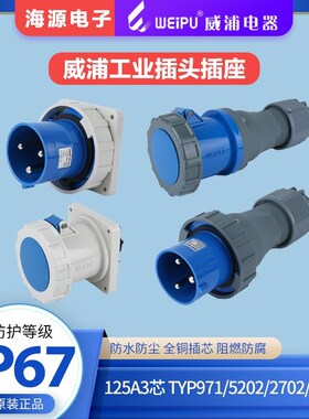 WEIPU威浦125A3芯TYP971/5202/2702/471IP67防水工业插头连接器座
