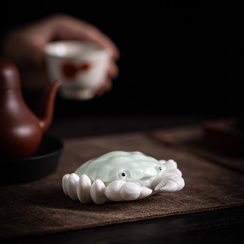 可爱仿真螃蟹治愈系茶宠摆件陶瓷工艺品创意大闸蟹招财盖置杯盖托,玩具/童车/益智/积木/模型,毛绒/玩偶/公仔/布艺类玩具,淘宝优惠券,粉丝福利购,淘宝优惠卷