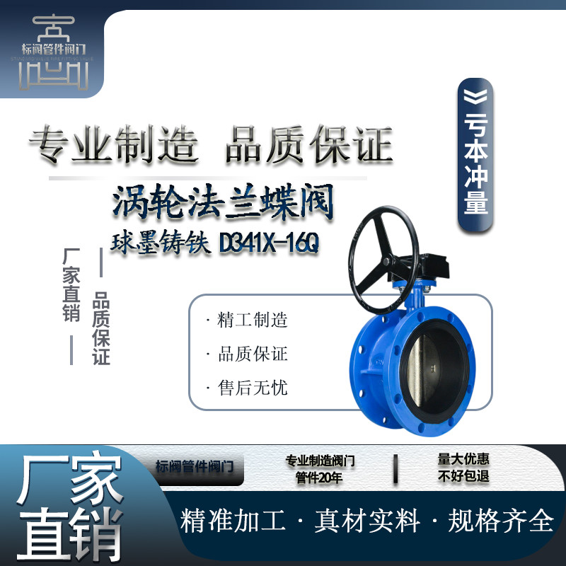 D341X-16Q手动涡轮法兰蝶阀DN100 125 150 200 250 300 400 500