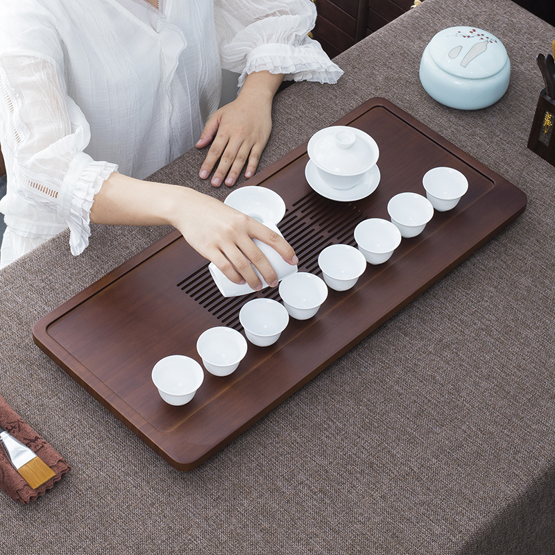 茶盘家用排水托盘竹制实木长方形沥水干泡茶海功夫茶具套装小茶台