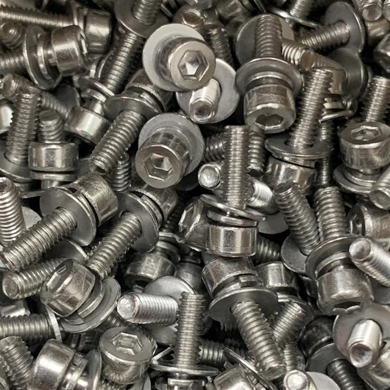 304内六角平垫弹垫三组合螺丝M2 M2.5 GB70.1不脱落微型无滚花