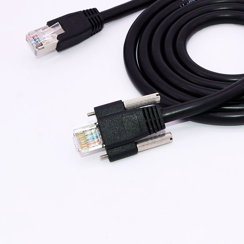 RJ45工业相机千兆网线带锁紧大小头普通柔性六类网线GIGE灰点专用
