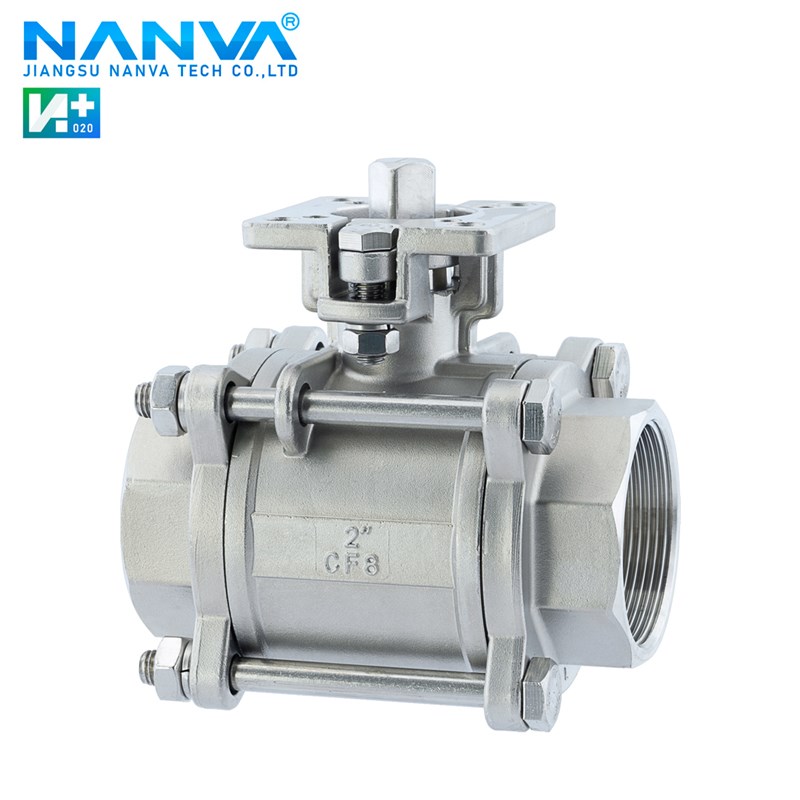 平台压盖式不锈钢三片式丝扣球阀浮动球内螺纹阀体PTFE和PPL可选