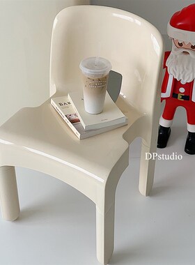 DPstudio中古卡通餐椅vintage设计师ins简约奶油色儿童椅靠背凳子