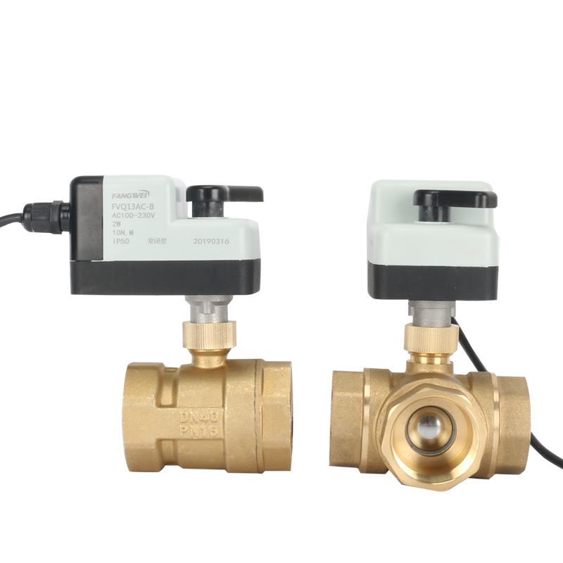 电动球阀开关二线常开常闭式电磁阀两线电动二通三通球阀24AC220V