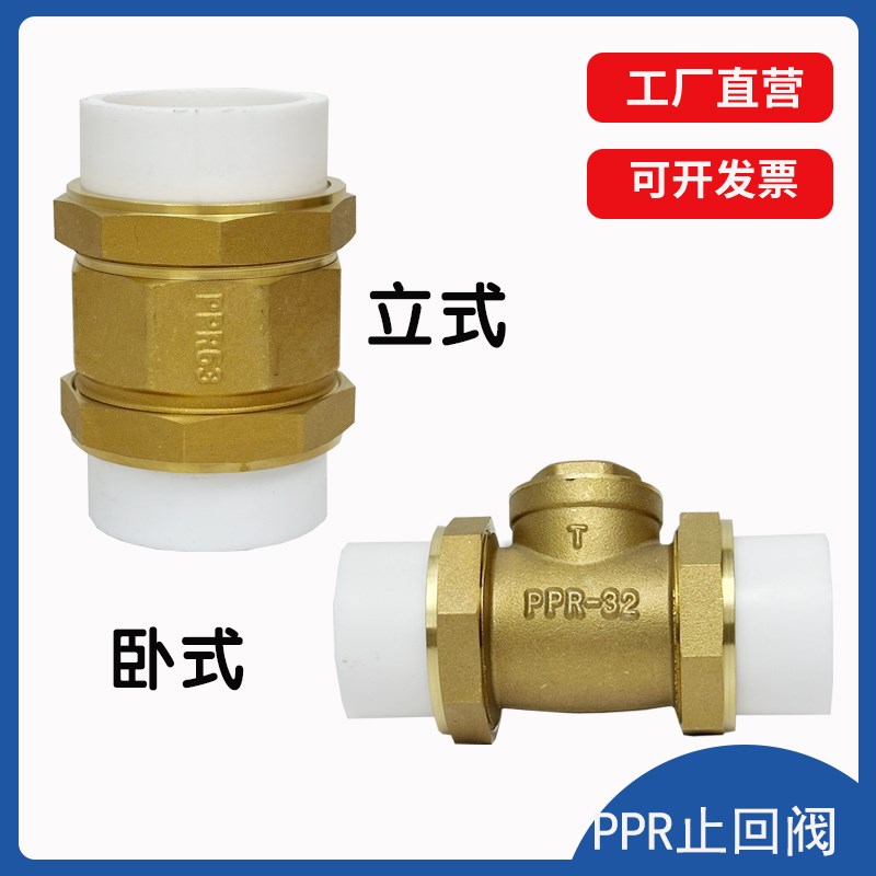 ppr止回阀双活接20单向阀25活接32水管40热熔50立式63单向4分6分