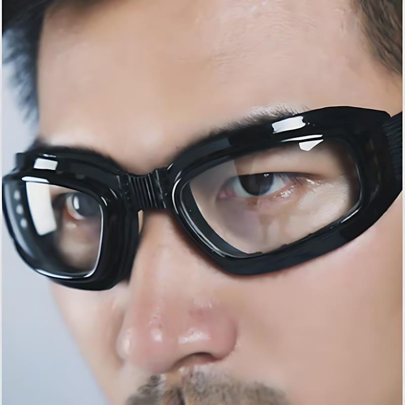 2025折叠电焊护目镜骑行眼镜防风防沙透明封闭防飞溅打磨防尘眼罩