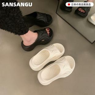 旅游凉拖鞋 日式 海边沙滩防滑洞洞鞋 增高厚底拖鞋 女夏外穿2025新款