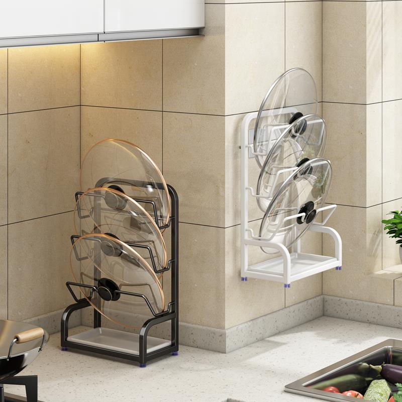 【品牌正品】锅盖架壁挂式免打孔厨房置物架多功能家用收纳架菜板