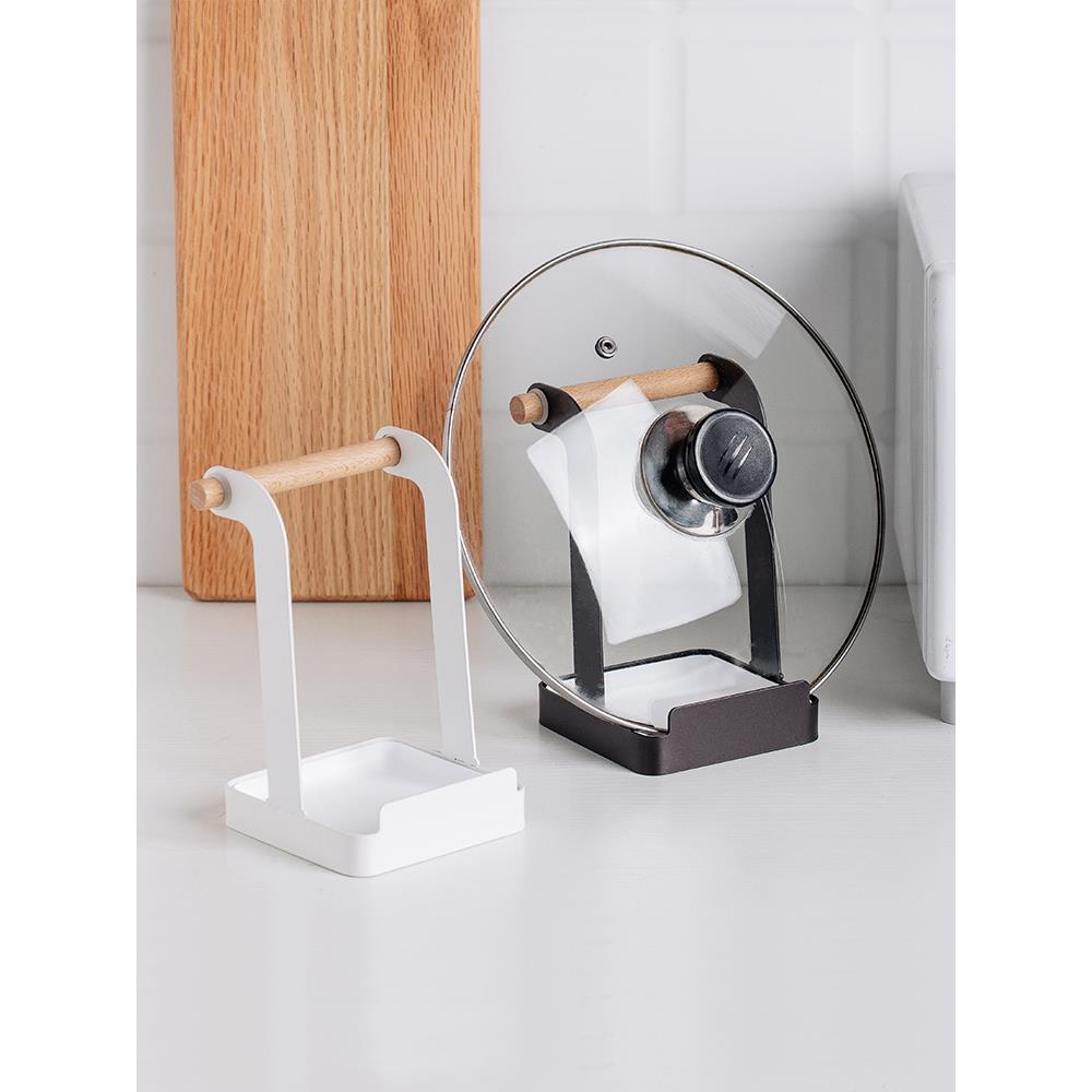 【品牌正品】锅盖架免打孔厨房沥水菜板架带接水盘汤勺挂架家用台