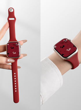 美派适用苹果s10反扣硅胶表带applewatchs11新款手表表带女款iwatchs9智能8腕带高级ultra3秋季透气se3手表带