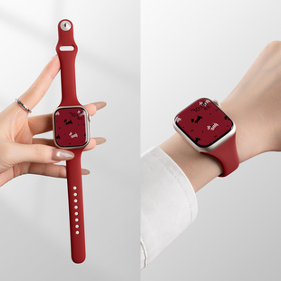 美派适用苹果s10反扣硅胶表带applewatchs11新款手表表带女款iwatchs9智能8腕带高级ultra3秋季透气se3手表带