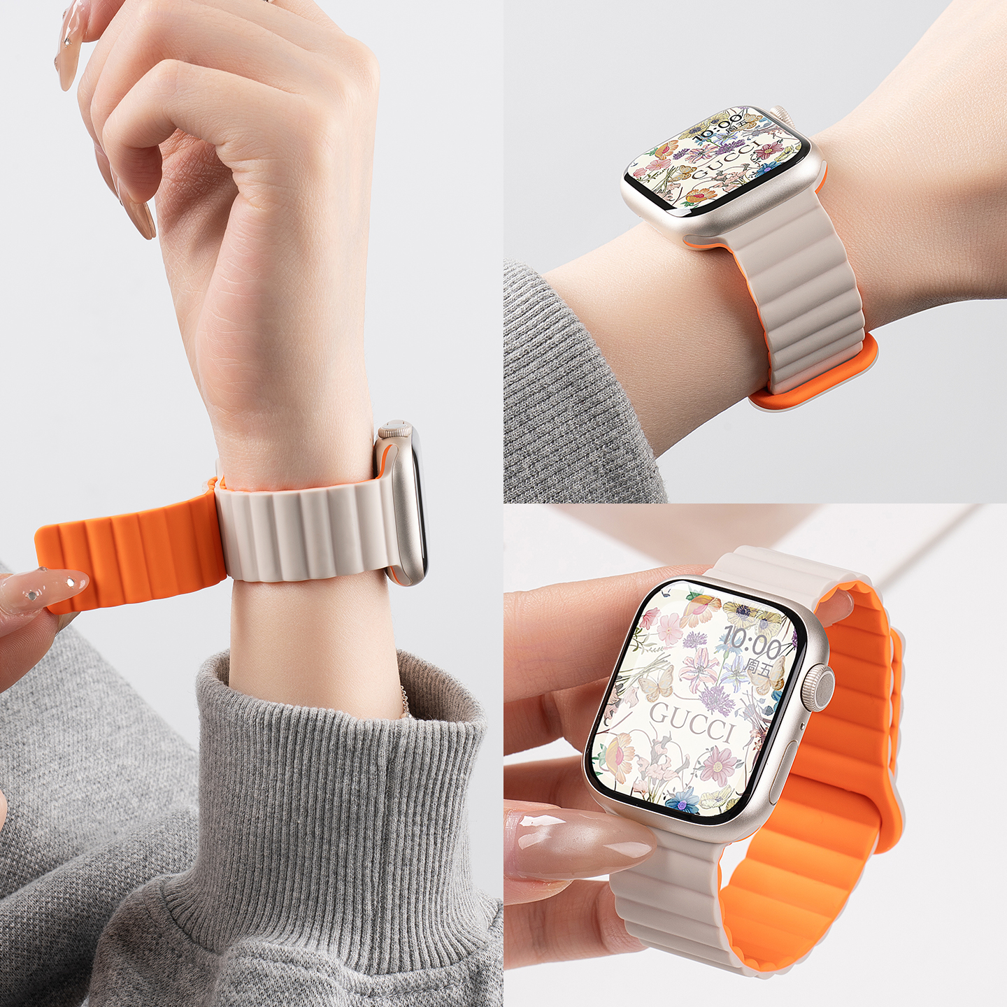 张婧怡同款美派适用苹果S9手表iwatch10表带applewatch9磁吸S10硅胶S8腕带Ultra女SE运动8男S7运动高级夏季