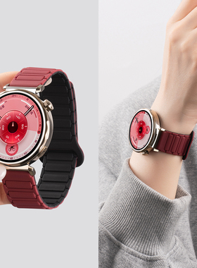 婧仪同款适用华为GT6表带手表watchgt6女款gt5带gt4高级watch5新款gt3智能pro女士gt磁吸硅胶秋冬41红色运动