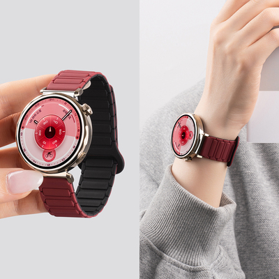 酒红色gt6磁吸硅胶表带