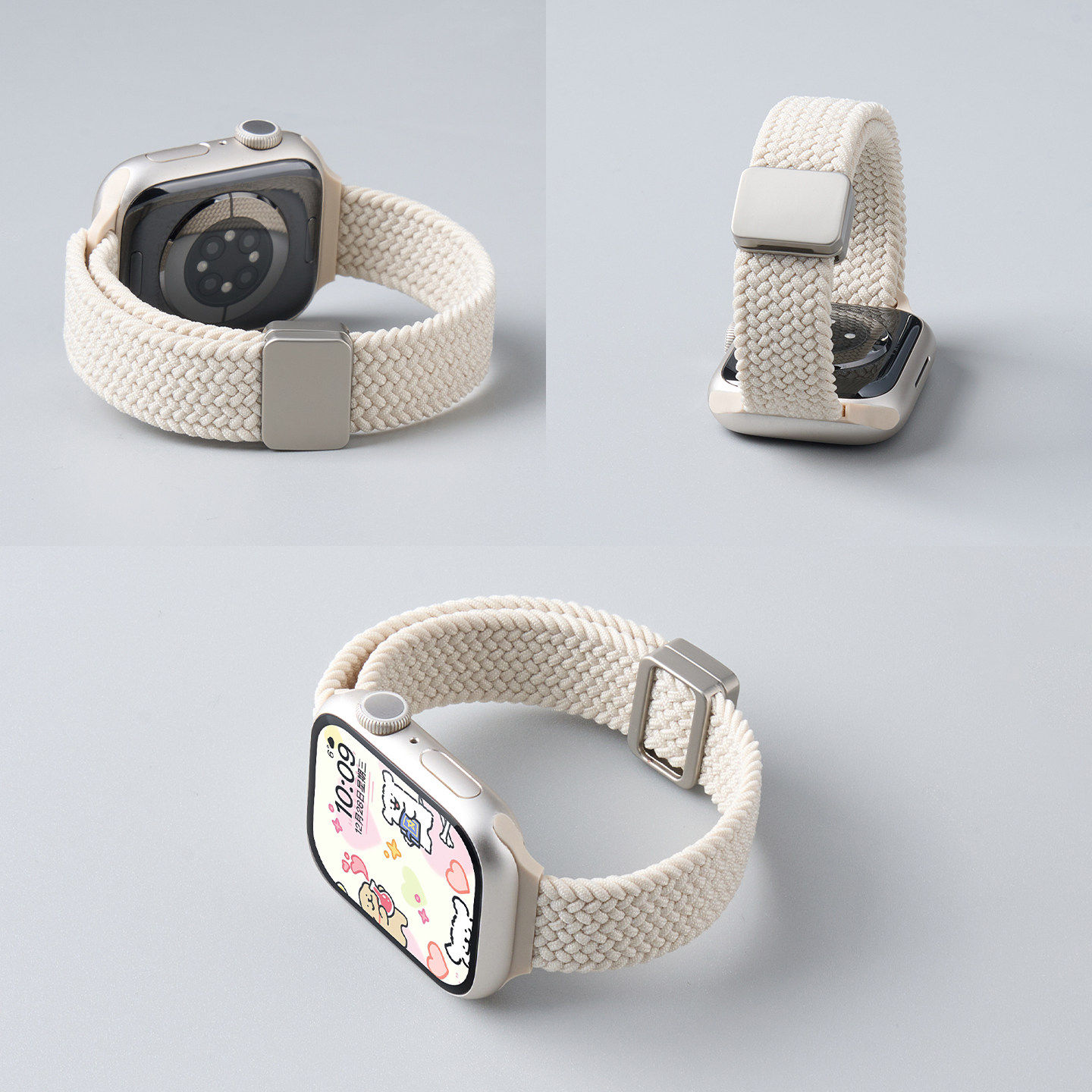 美派适用iwatch11表带S11苹果手表applewatch9夏天细款S8编织尼龙S7磁吸高级可爱SE3新款女款S10运动创意智能