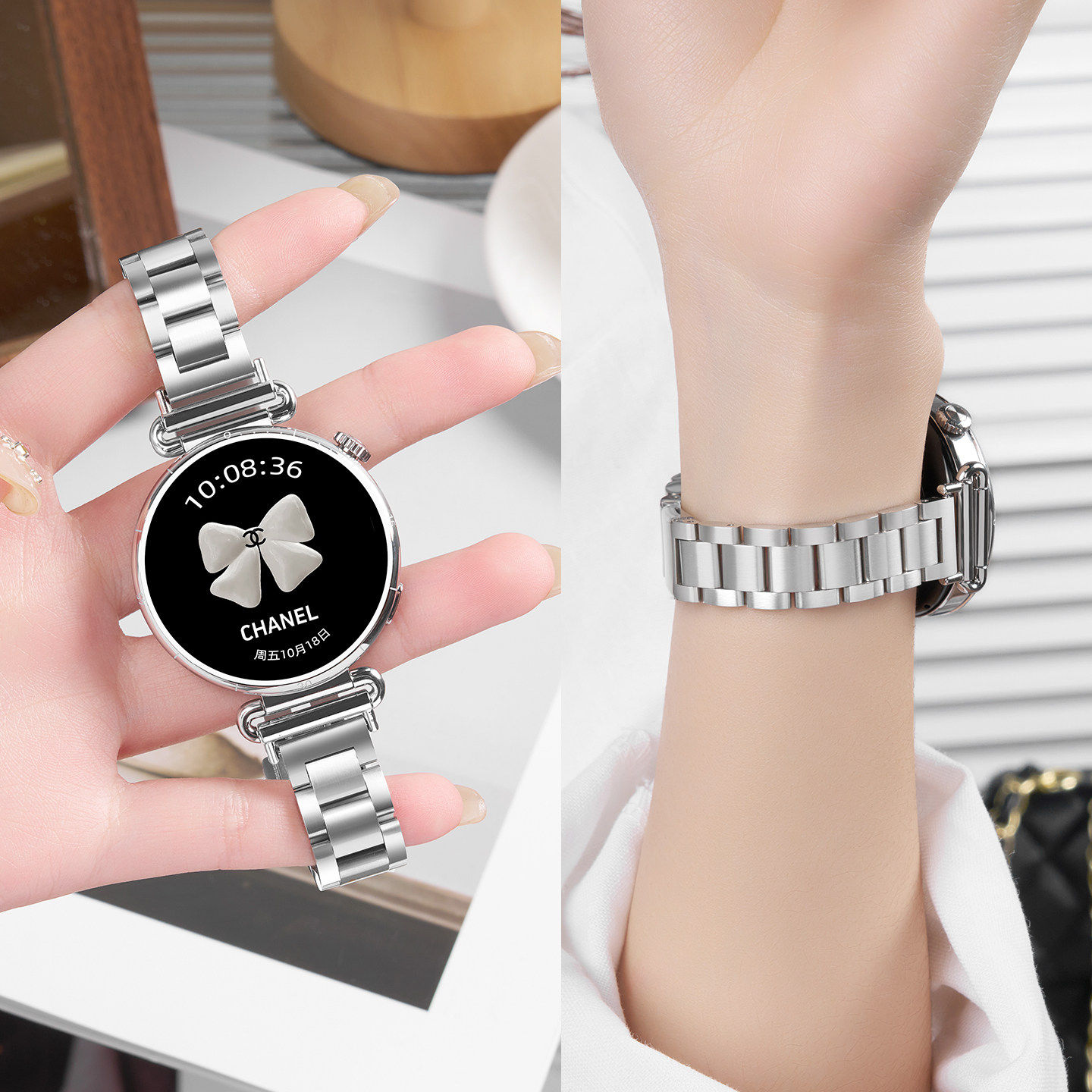 美派适用华为gt6表带手表watch5新款gt3女款gt4高级gt6pro表链watch4智能夏季金属女钢带41夏天