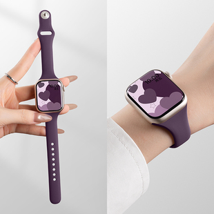 美派适用苹果手表S10表带新款iwatch11小蛮腰手表带秋季applewatch10反扣S9硅胶8腕带7女SE3男运动高级Ultra3
