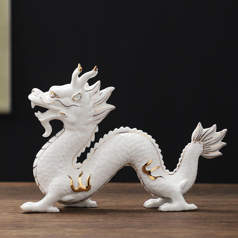 陶瓷龙摆件招财十二生肖金龙青龙工艺品家居办公室店铺装饰龙摆设