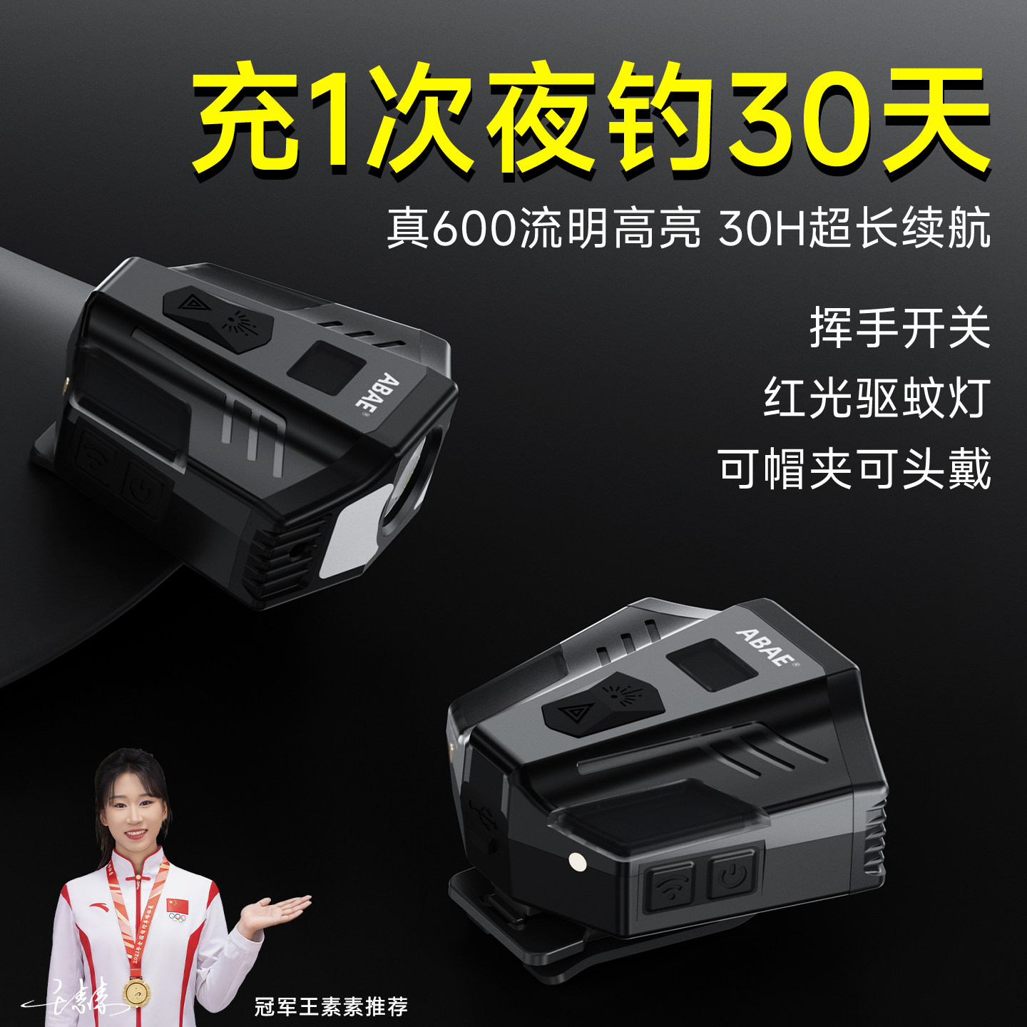太亮了户外夜钓感应强光防水头灯