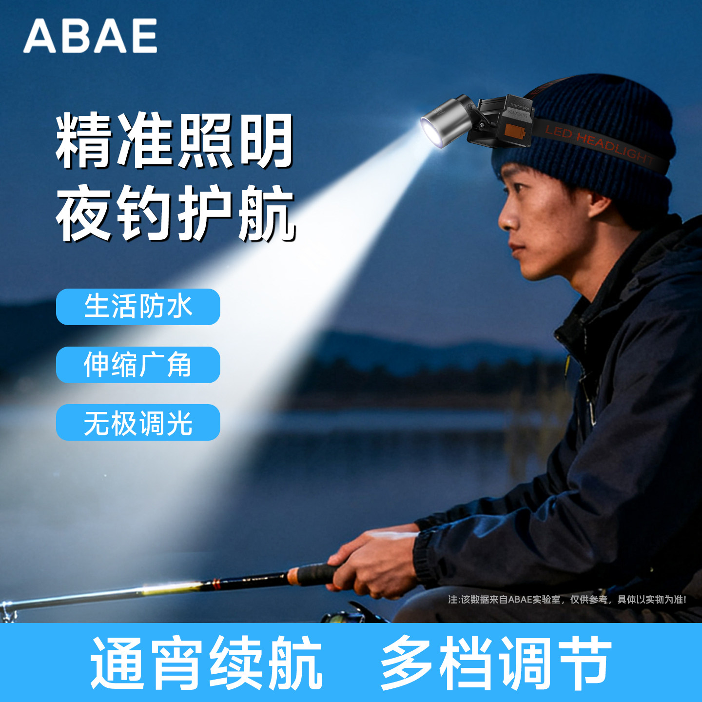 头灯野外强光超亮超长续航夜钓鱼专用头灯头戴式伸缩变焦户外防水