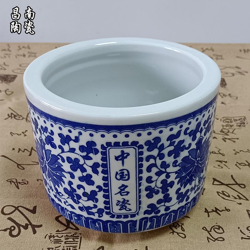 景德镇陶瓷桌面花盆绿植容器室内香炉家居笔筒高温陶瓷青花瓷