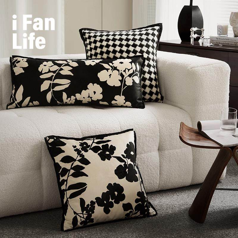 范店浮花掠影抱枕客厅沙发靠垫床头抱枕套办公室车载护腰靠含枕芯