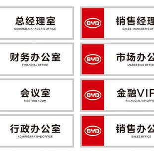 新款 比亚迪2019款 科室牌标牌门牌前厅后勤标识牌亚克力标牌定做