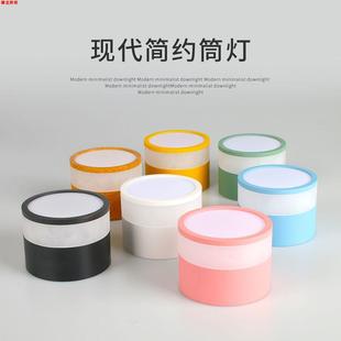 led明装 筒灯圆形吸顶灯免开孔现代简约走廊过道灯侧面发光无主灯