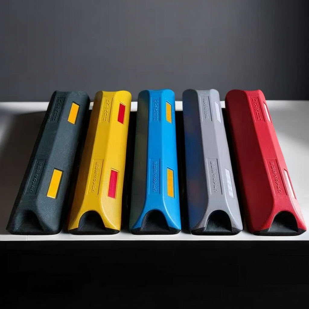 彩色反光挡车器黑红蓝黄灰色合成定位器橡胶定位器汽车倒车止退器