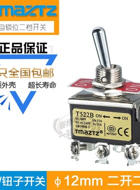 包邮 T522B 2档6脚摇头摇臂拨动钮子开关12mm自锁位