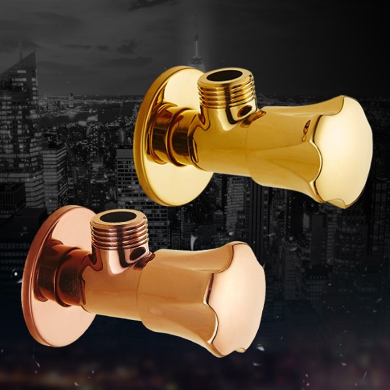 金色角阀欧式马桶三角阀热水器进水阀冷热龙头4分全铜梅花三角阀