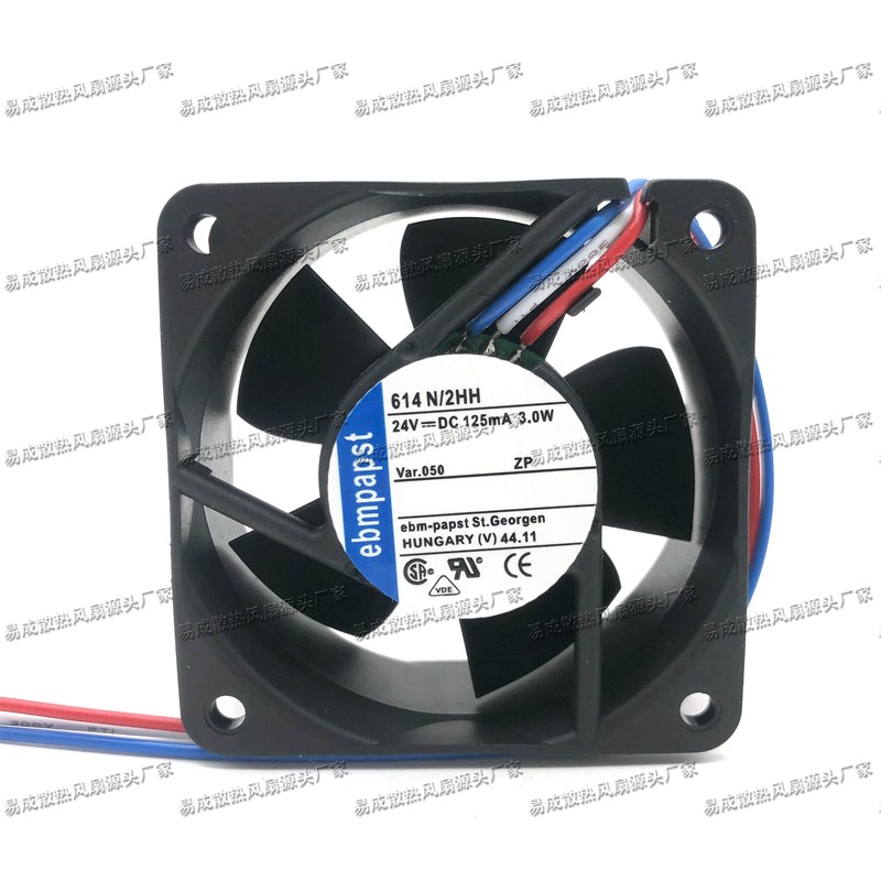 全新 EBMPAPST 614 N/ 2HH 24V 125mA 3.0W 德国变频器散热风扇