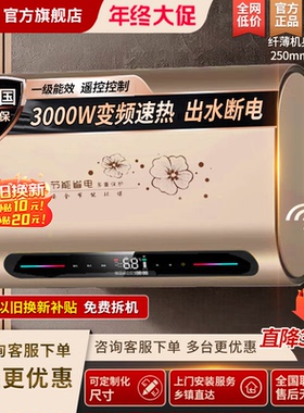 樱花雨热水器电家用洗澡超薄扁桶一级能效3000W式速热租房用4050L