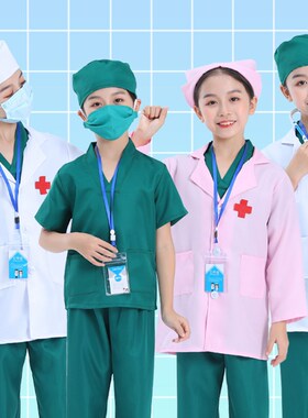 。角色扮演衣服小孩童装扮护士帽子职业大夫出男童医生表演服饰套